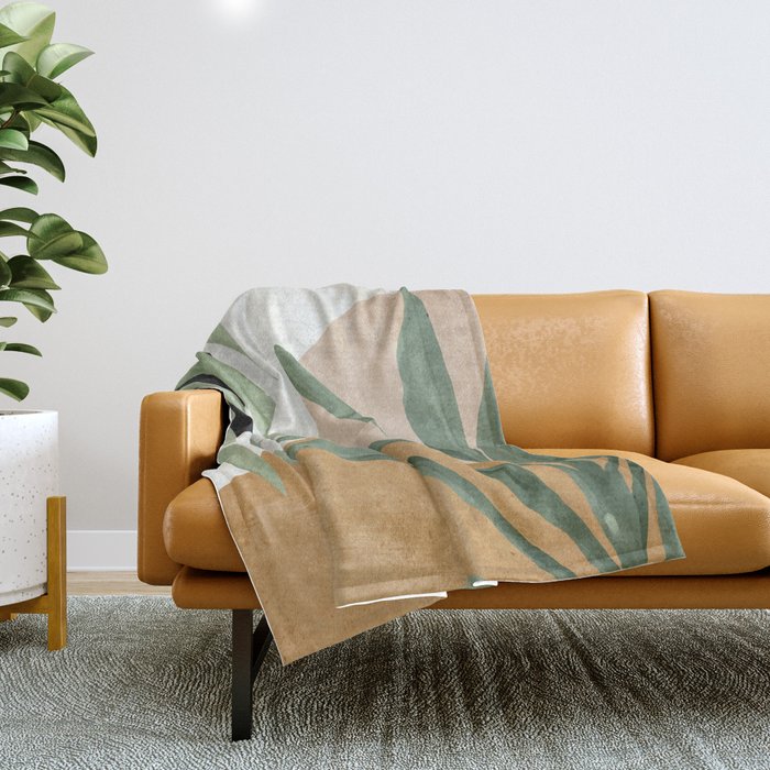 Abstract Art Tropical Leaves 4 Throw Blanket by ThingDesign Society6