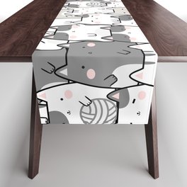 Kawaii Cute Cats Pattern Table Runner