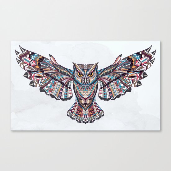 Colorful Ethnic Owl Canvas Print