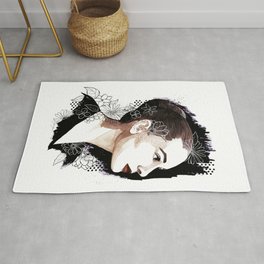 Audrey Hepburn Rug | Black and White, Romanholiday, Illustration, Black And White, Classic, Hepburn, Audreyhepburn, Myfairlady, Movies & TV, Ink 
