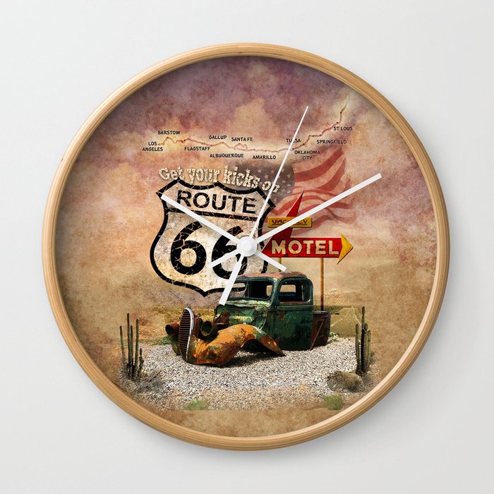 Get your Kicks on Route 66 Wall Clock