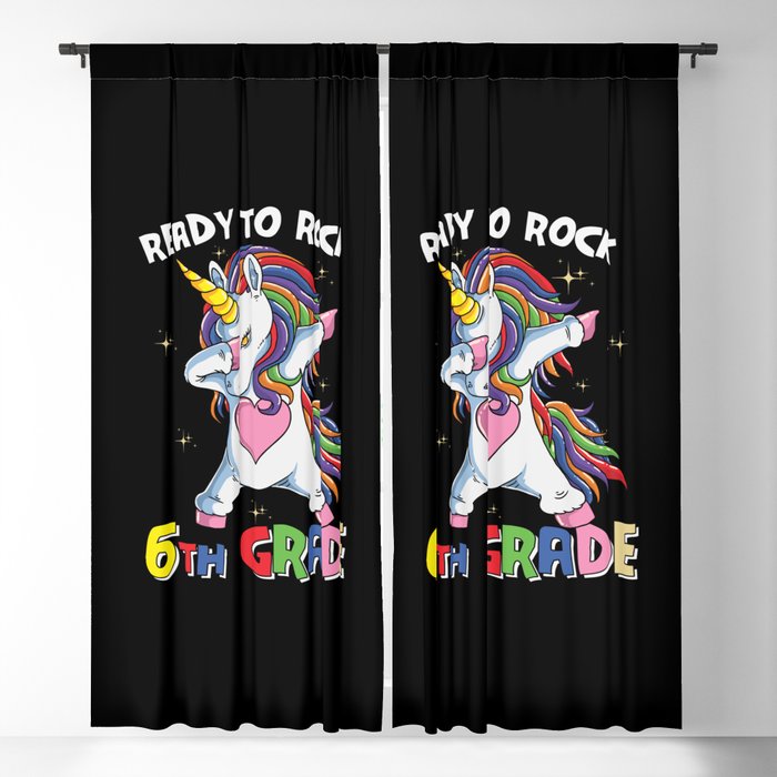 Ready To Rock 6th Grade Dabbing Unicorn Blackout Curtain