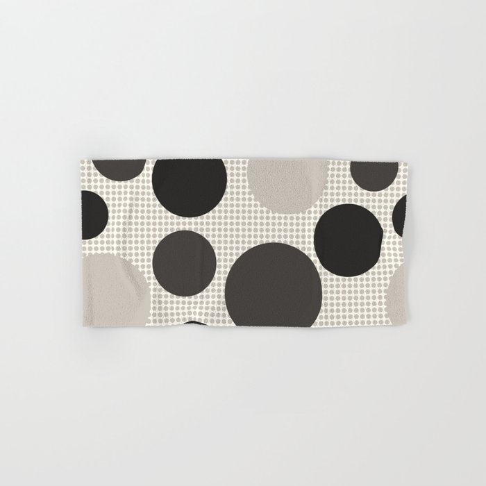 Mid Century Modern Simple Geometric Multi-coloured Dots Pattern - black and white Hand & Bath Towel