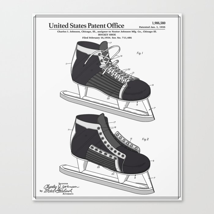 Hockey Skate Patent Canvas Print