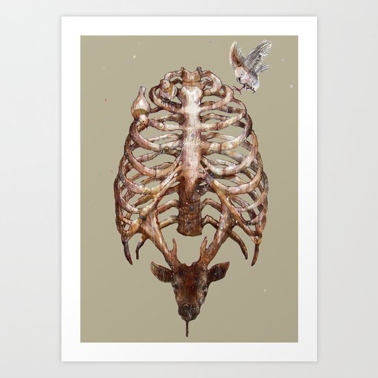 Deer & Ribcage Art Print