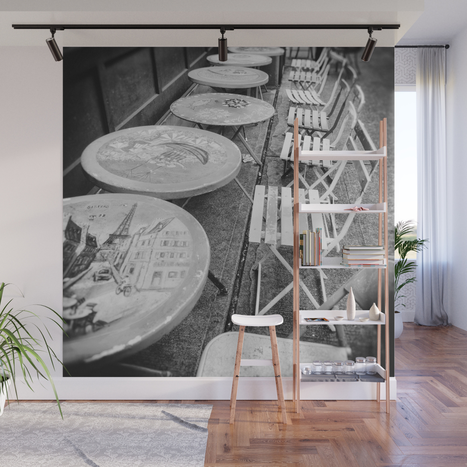 Paris Cafe In Black White Wall Mural By Mscottphotography Society6