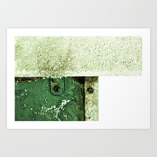 White Green Concrete Art Print