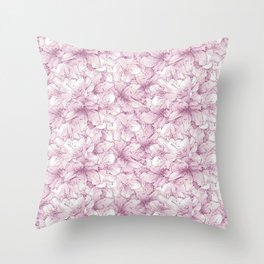 pale boysenberry pink floral azalea flowering flower bouquet pattern  Throw Pillow
