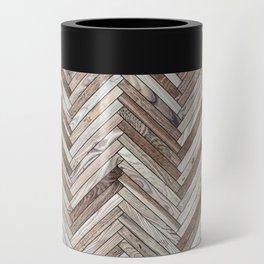 Seamless texture of wood parquet (herringbone). Floor natural pattern Can Cooler