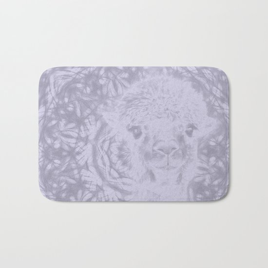 Ghostly alpaca and Lilac-gray mandala Bath Mat