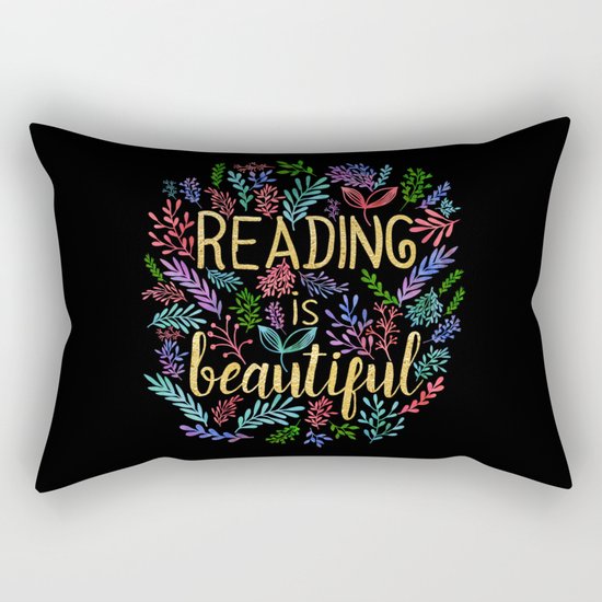 Reading is Beautiful - Gold Foil Rectangular Pillow