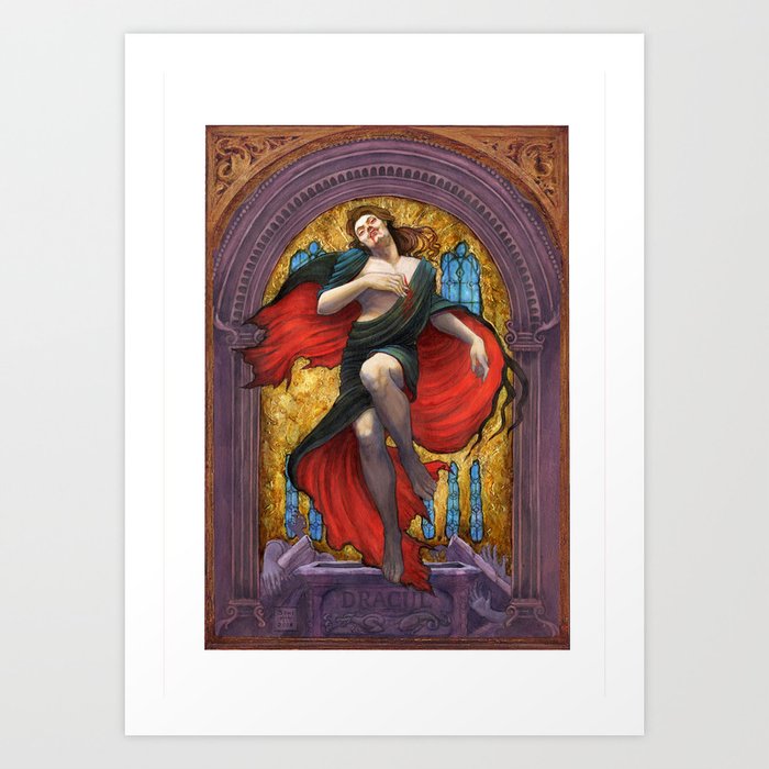 Dracula Rises Art Print | Painting, Oil-painting, Gold-leaf, Dracula, Vlad-dracul, Bram-stoker, Gothic, Literature, Traditional, Tomb