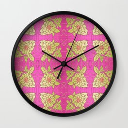 Retro Vintage Kitsch Kitchen 70's Floral Pink Wall Clock