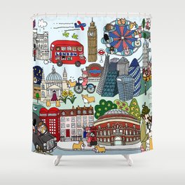 The Queen's London Day Out Shower Curtain