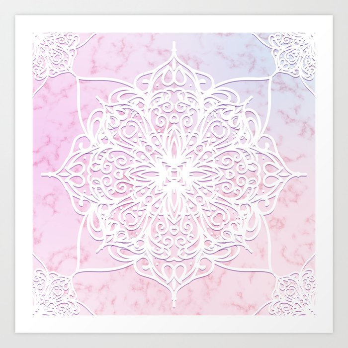 Candyfloss Marble Mandala Art Print
