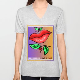 Love Lips Illustration V Neck T Shirt