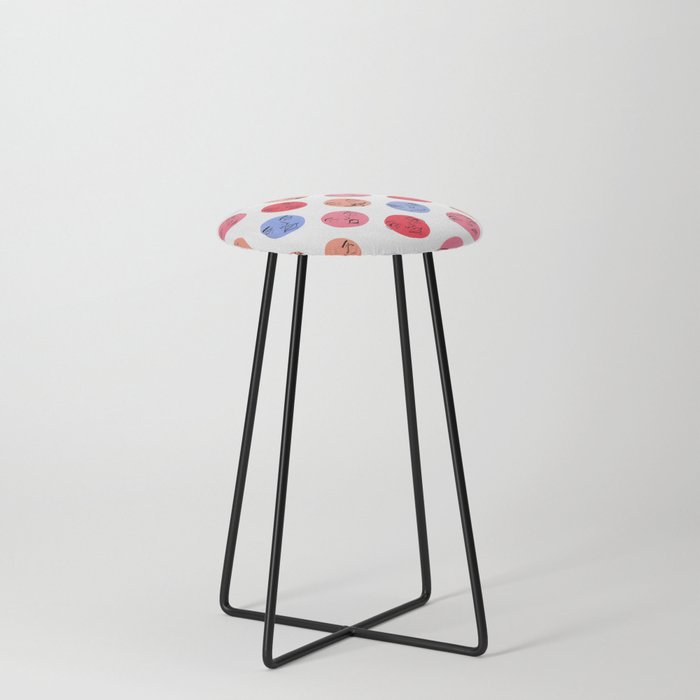 Many Faces Pattern Counter Stool