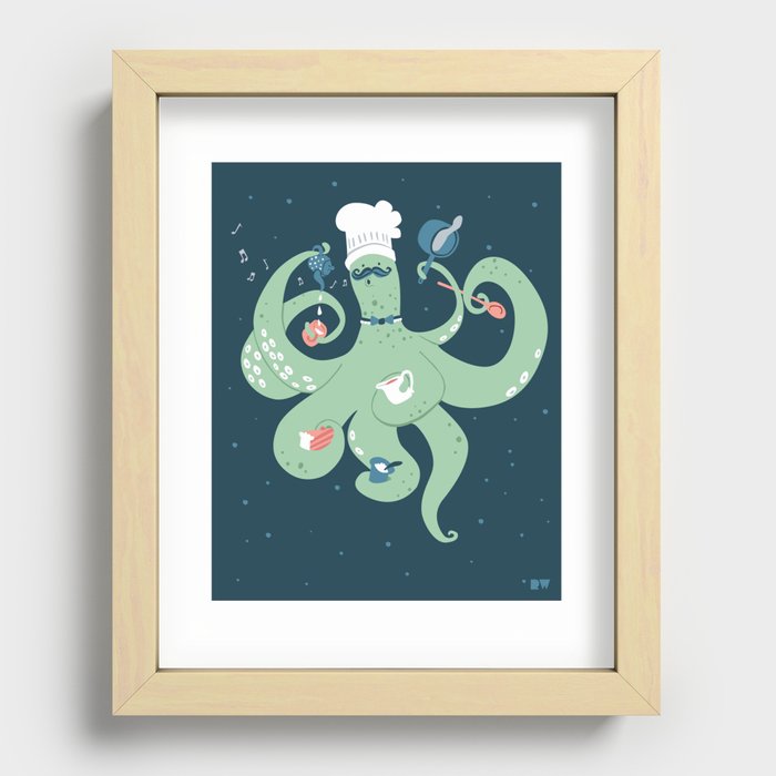 The Octopus Chef Recessed Framed Print