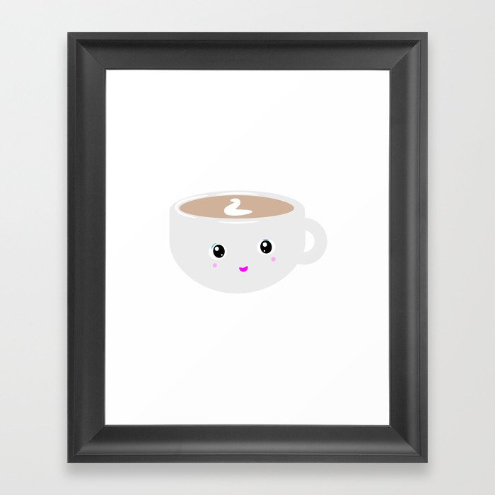 coffee kawaii smiling Framed Art Print