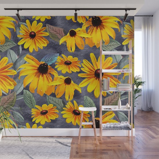 Black Eyed Susan Pattern Wall Mural By Roxygart Society6