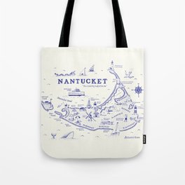 Nantucket Map Tote Bag