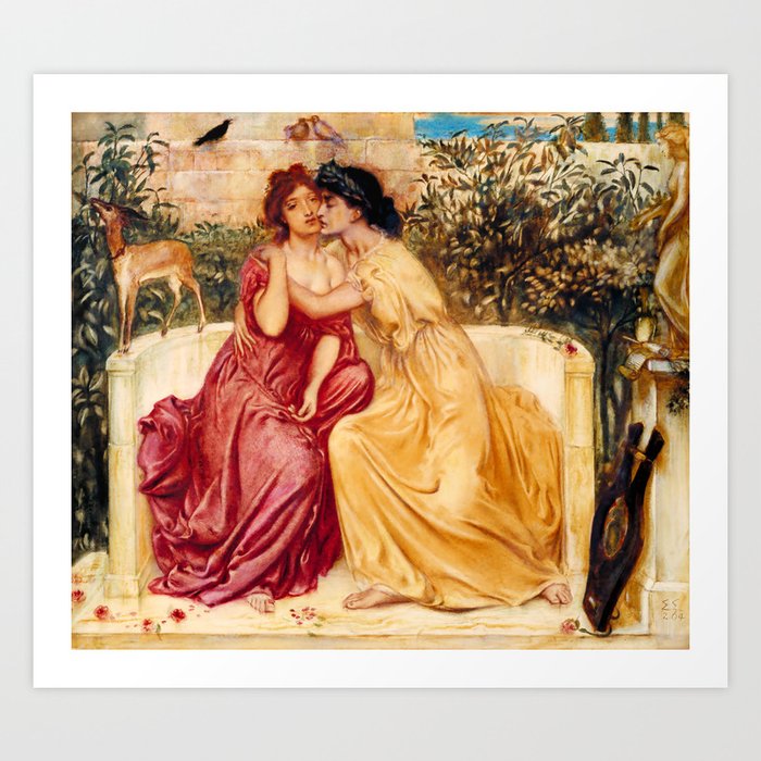 Simeon Solomon "Sappho and Erinna in a Garden at Mytilene" Art Print