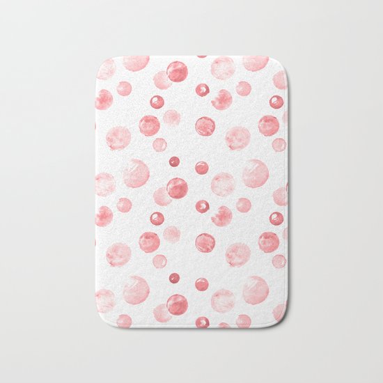 Wewak Pink Watercolors Polka Dots Bath Mat