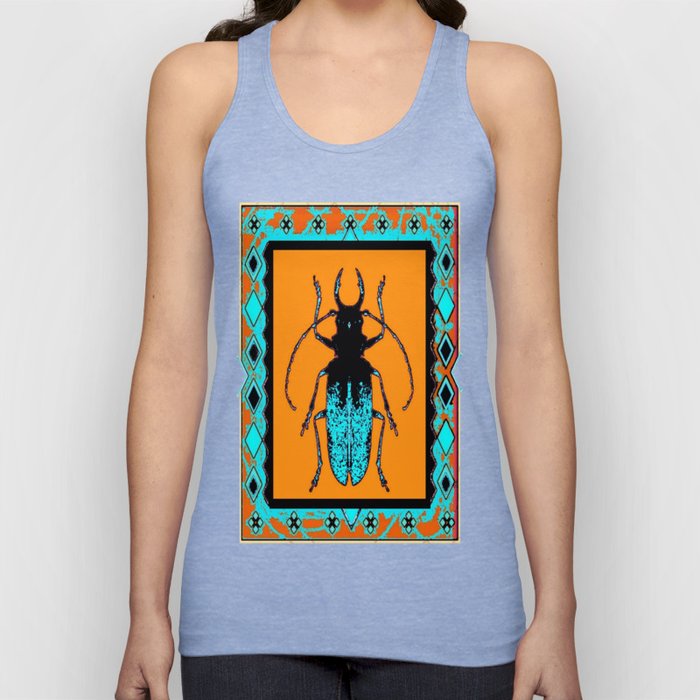 Black Turquoise Stag horn Beetle Western Art Abstract Tank Top