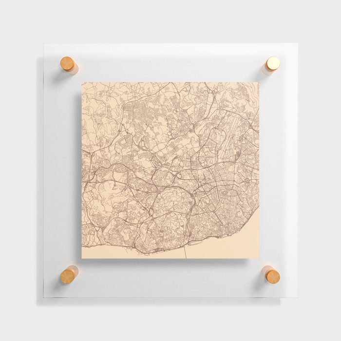 Portugal, Lisbon - Retro City Map Floating Acrylic Print