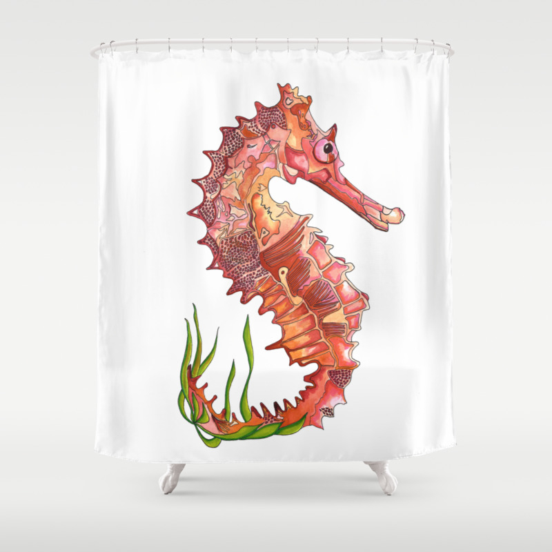 Seahorse Shower Curtain By Juliana, Seahorse Shower Curtain Setup