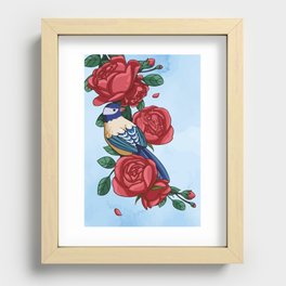 Rose bird art Recessed Framed Print