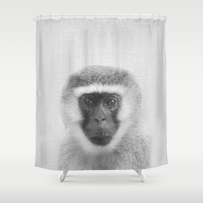 Monkey - Black & White Shower Curtain