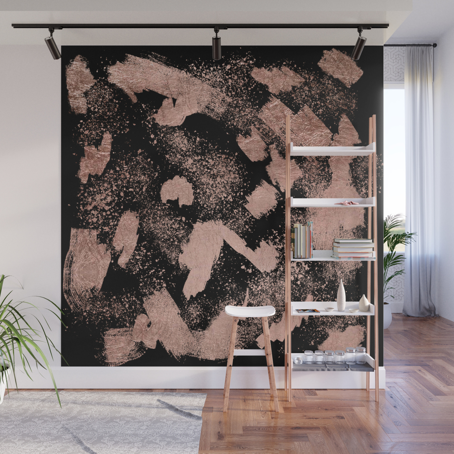 Modern Rose Gold Foil Brushstrokes Paint Abstract Splatters Black Wall Mural By Girlytrend Society6 Modern rose gold abstract marbleized paint square wall clock | zazzle.com. modern rose gold foil brushstrokes paint abstract splatters black wall mural by girlytrend