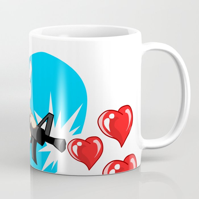 Kawaii Angel with Hearts Machine Gun for Valentine's Day Coffee Mug