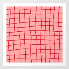 Hand Drawn Grid (red/pink) Art Print