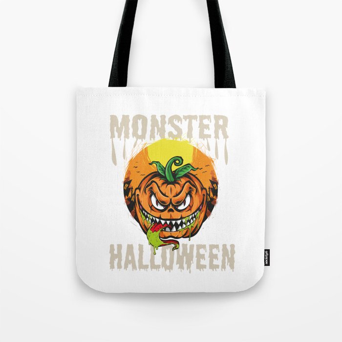 Monster pumpkin Halloween Tote Bag