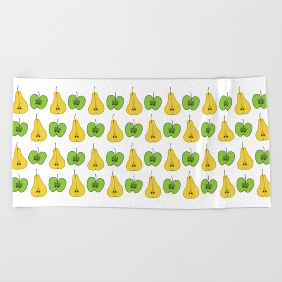 Apple and pear pattern Beach Towel