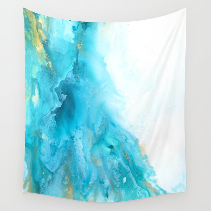 Abstract in Blue and Gold Wall Tapestry