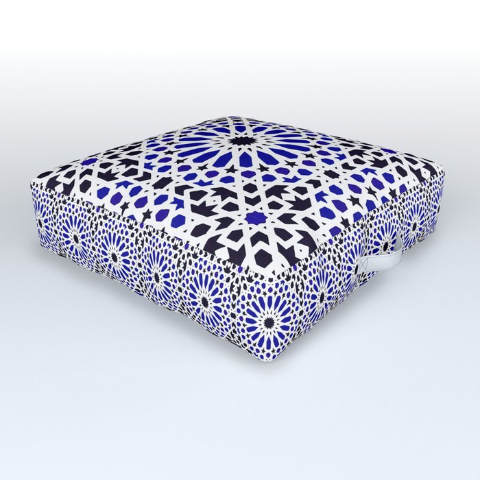 N8 | Epic Original Blue Moroccan Geometric Artwork. Outdoor Floor Cushion