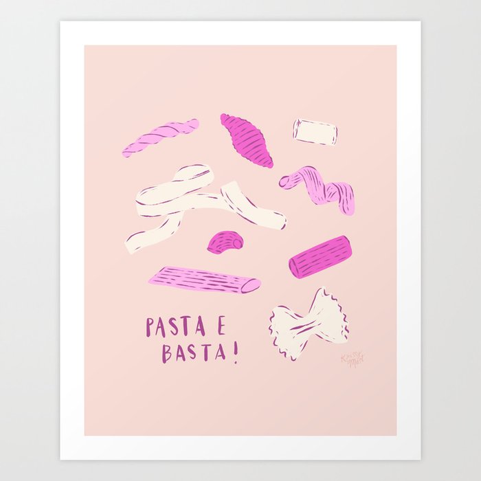 Pasta Noodles in Pink  Art Print