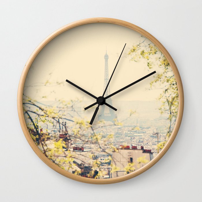 the Eiffel tower from atop Montmartre, Paris ... Wall Clock