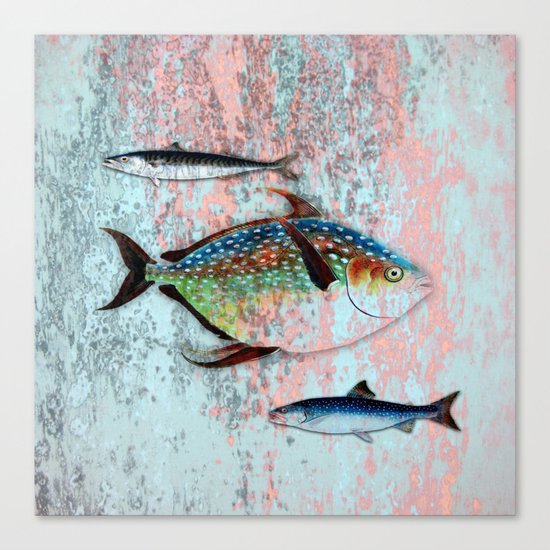 Into the Deep, Ocean Swimming Fish Canvas Print