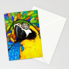 Gold and Blue Macaw Parrot Fantasy Stationery Cards