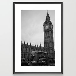 Big Ben & London Bus B&W Framed Art Print