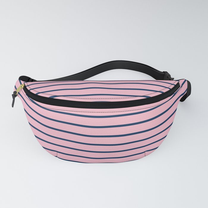 Pink and Navy Blue Horizontal Stripes Fanny Pack