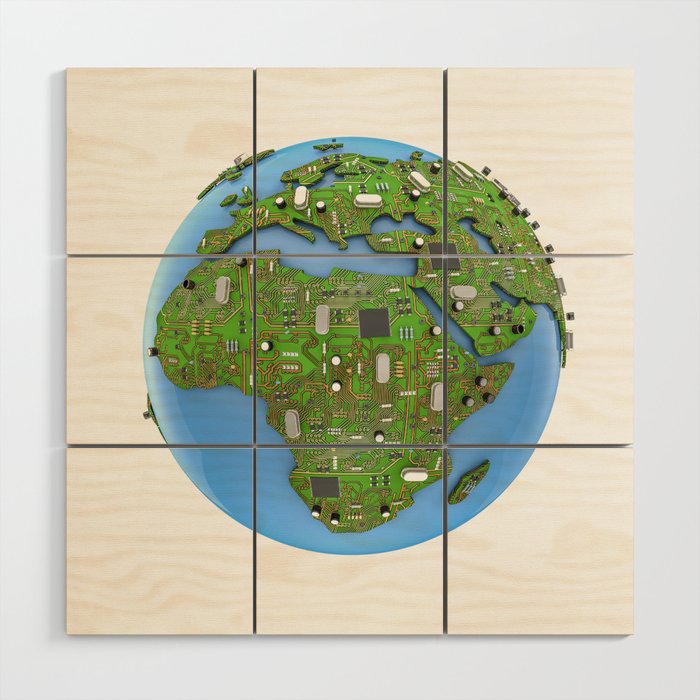 Data Earth Wood Wall Art