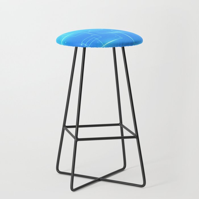Abstract Rectangles in Shiny Blue. Bar Stool
