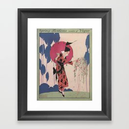 Chinoiserie Woman with Umbrella - Vintage Fashion Magazine Cover - June 1914 Framed Art Print