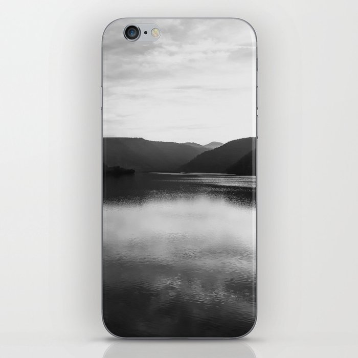 Monochromatic mountain lake landscape iPhone Skin