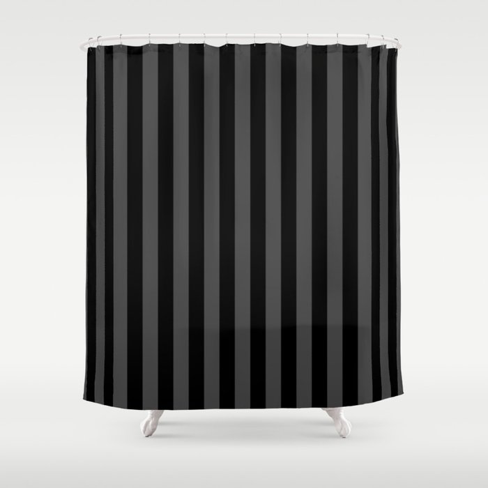 Large Two Tone Black Cabana Tent Stripe Shower Curtain